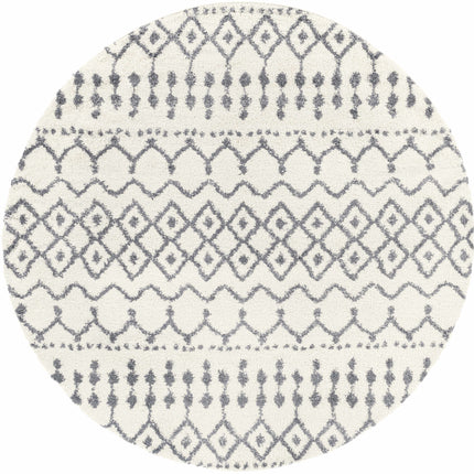 Navassa White/Gray Trellis Plush Rug Rugs TriadCommerceInc 7'10" Round