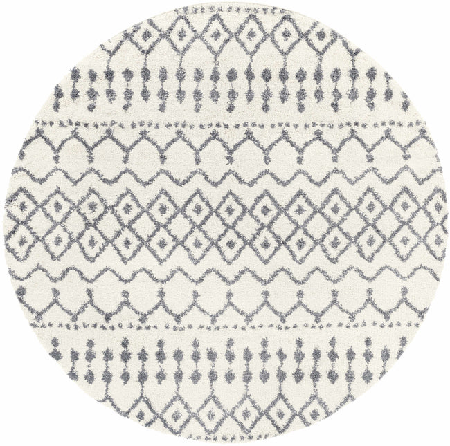 Navassa White/Gray Trellis Plush Rug Rugs TriadCommerceInc 7'10" Round