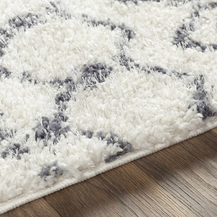 Navassa White/Gray Trellis Plush Rug Rugs TriadCommerceInc