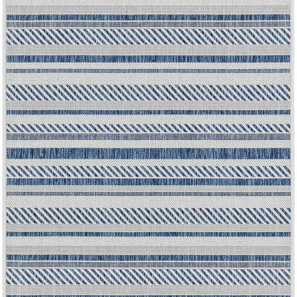 Olin White&Blue Striped Nordic Rug