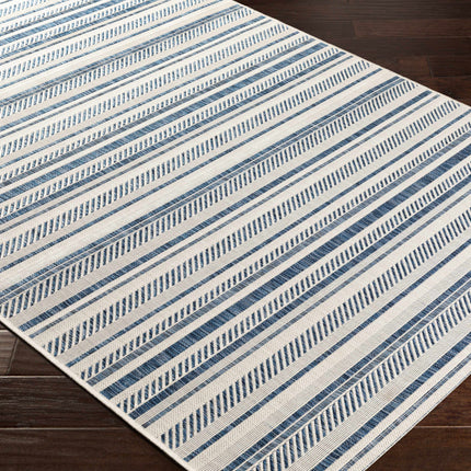 Olin White&Blue Striped Nordic Rug Rugs TriadCommerceInc