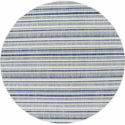 Olin White&Blue Striped Nordic Rug Rugs TriadCommerceInc 6'7" Round