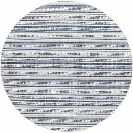 Olin White&Blue Striped Nordic Rug Rugs TriadCommerceInc 7'10" Round