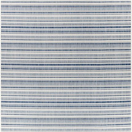 Olin White&Blue Striped Nordic Rug Rugs TriadCommerceInc 7'10" Square