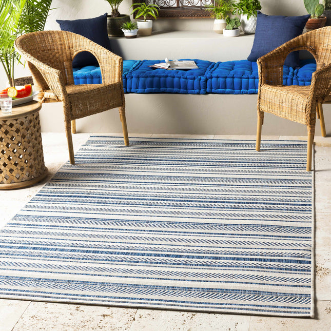 Olin White&Blue Striped Nordic Rug Rugs TriadCommerceInc