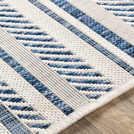 Olin White&Blue Striped Nordic Rug Rugs TriadCommerceInc 6'7" x 9' Rectangle