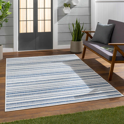 Olin White&Blue Striped Nordic Rug Rugs TriadCommerceInc