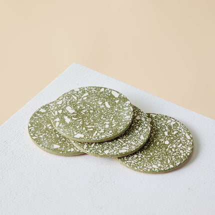 Olive Terrazzo Coasters - Set of 4 Décor TriadCommerceInc