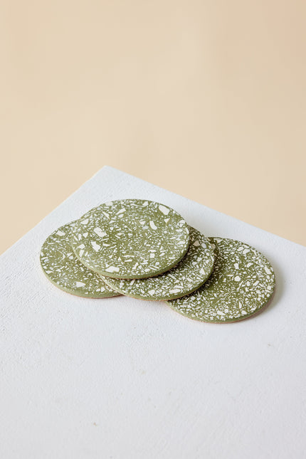 Olive Terrazzo Coasters - Set of 4 Décor TriadCommerceInc