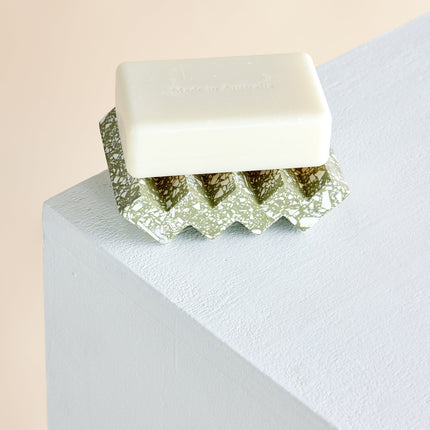 Zig-Zag Olive Green Terrazzo Soap Dish Décor TriadCommerceInc