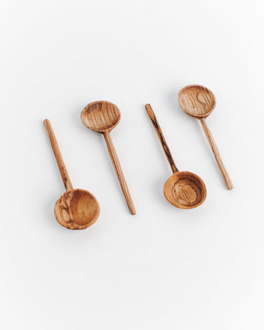 Olive Wood Coffee Spoon Set Tableware TriadCommerceInc   