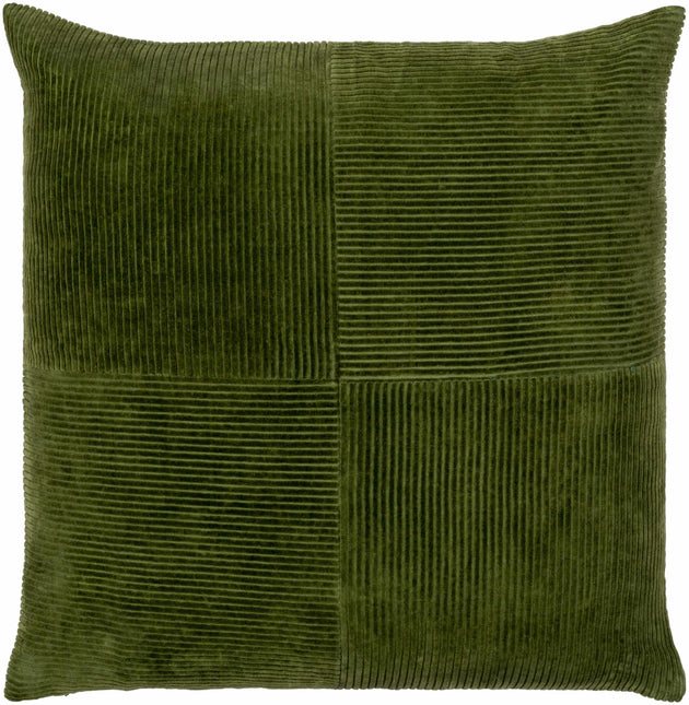 Orit Olive Green Corduroy Accent Pillow Throw Pillows TriadCommerceInc 20"H x 20"W Square Pillow Cover