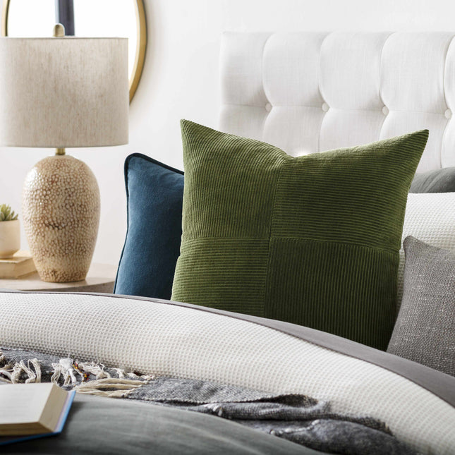 Orit Olive Green Corduroy Accent Pillow Throw Pillows TriadCommerceInc