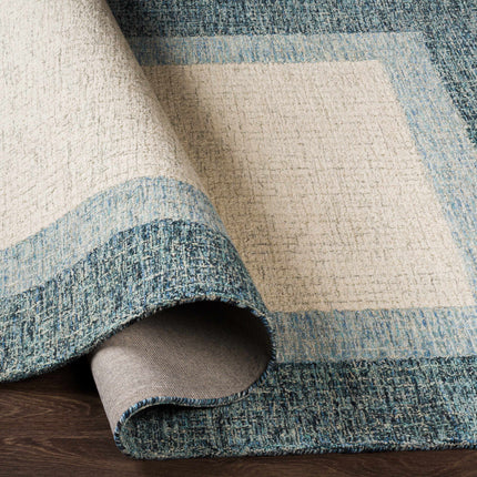 Padada Green Bordered Cream Wool Rug Rugs TriadCommerceInc