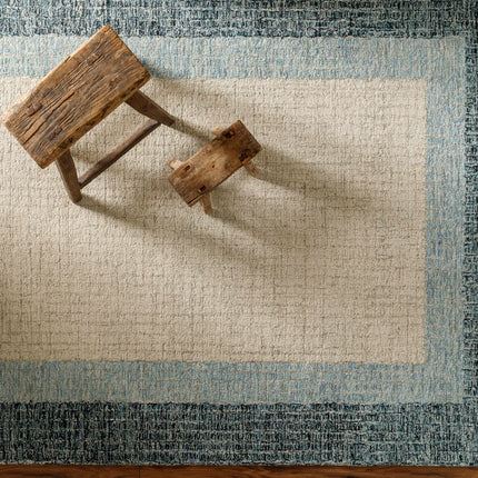 Padada Green Bordered Cream Wool Rug Rugs TriadCommerceInc