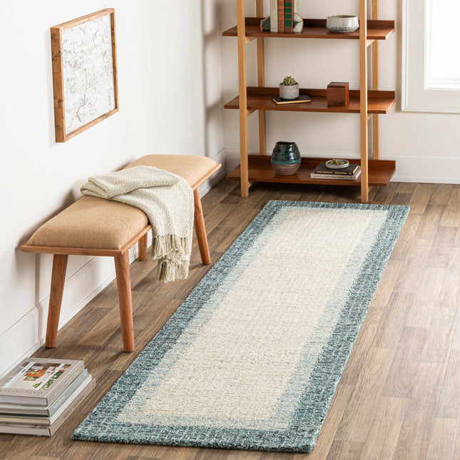 Padada Green Bordered Cream Wool Rug Rugs TriadCommerceInc