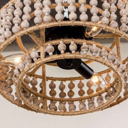 Farmhouse 3-Light Wood Beaded Flush Mount Ceiling Lights Decor Home Decor > Lighting > Ceiling Lights TriadCommerceInc