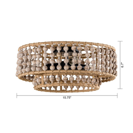 Farmhouse 3-Light Wood Beaded Flush Mount Ceiling Lights Decor Home Decor > Lighting > Ceiling Lights TriadCommerceInc