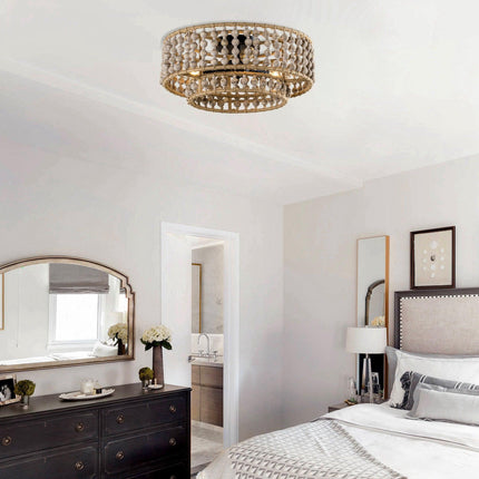 Farmhouse 3-Light Wood Beaded Flush Mount Ceiling Lights Decor Home Decor > Lighting > Ceiling Lights TriadCommerceInc