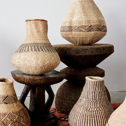 Patterned Binga Nongo Gourd Woven Basket Baskets & Vessels TriadCommerceInc