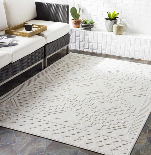 Plumtree 3D White Outdoor Rug Rugs TriadCommerceInc