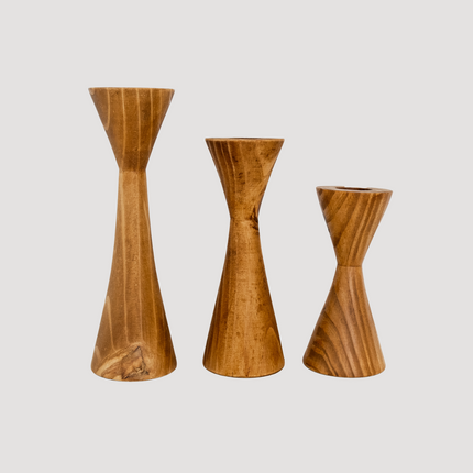 Geo Tealight Wooden Candle Holder White, Black, Natural Décor TriadCommerceInc Cognac Small