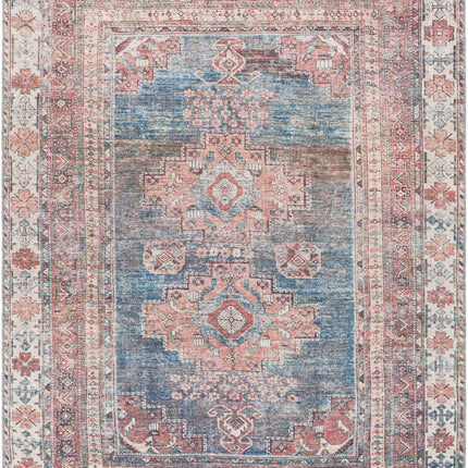 Baltinglass Rust & Blue Washable Area Rug - Clearance Rugs TriadCommerceInc 5'3" x 7'3" Rectangle