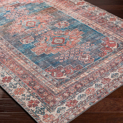 Baltinglass Rust & Blue Washable Area Rug - Clearance Rugs TriadCommerceInc