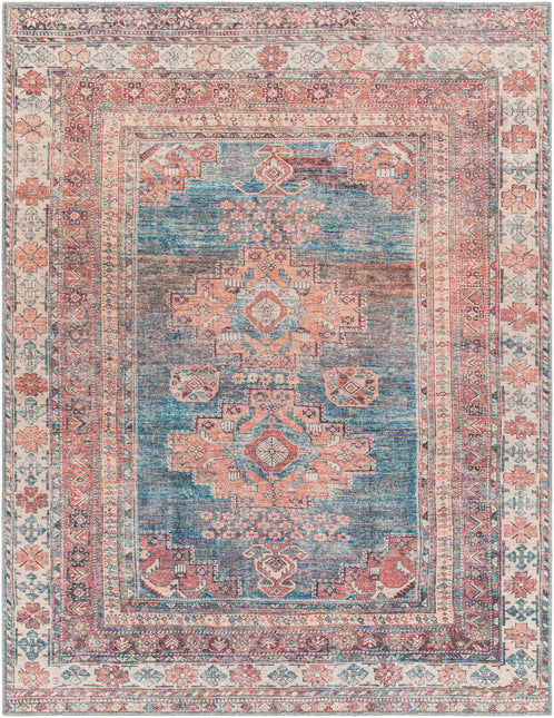 Baltinglass Rust & Blue Washable Area Rug - Clearance Rugs TriadCommerceInc 7'10" x 10'2" Rectangle