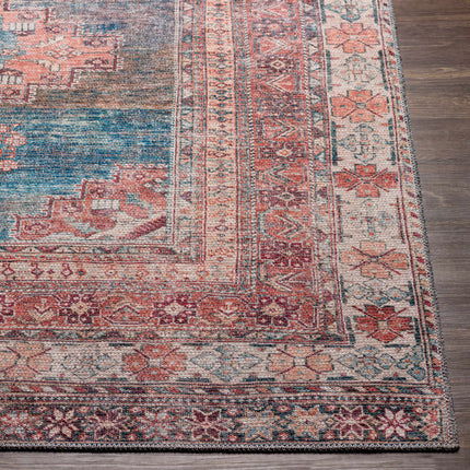 Baltinglass Rust & Blue Washable Area Rug - Clearance Rugs TriadCommerceInc