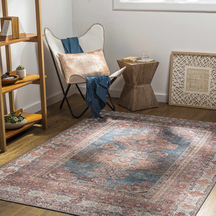 Baltinglass Rust & Blue Washable Area Rug - Clearance Rugs TriadCommerceInc