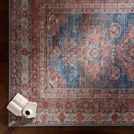 Baltinglass Rust & Blue Washable Area Rug - Clearance Rugs TriadCommerceInc