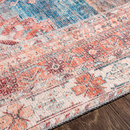 Baltinglass Rust & Blue Washable Area Rug - Clearance Rugs TriadCommerceInc