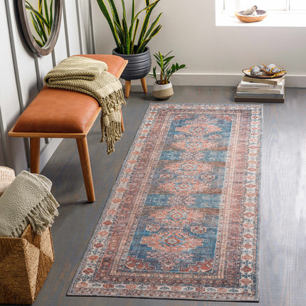 Baltinglass Rust & Blue Washable Area Rug - Clearance Rugs TriadCommerceInc