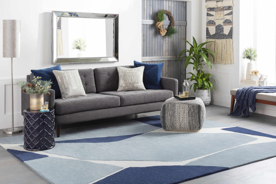 Robbins Modern Blue Wool Rug Rugs TriadCommerceInc