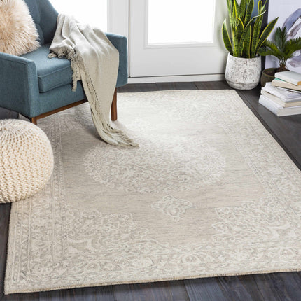 Roessleville Cream Wool Area Rug Rugs TriadCommerceInc
