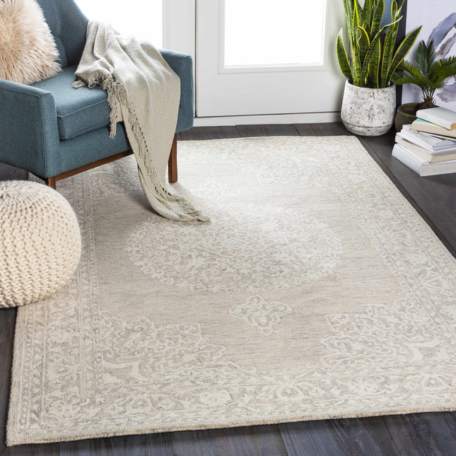 Roessleville Cream Wool Area Rug Rugs TriadCommerceInc
