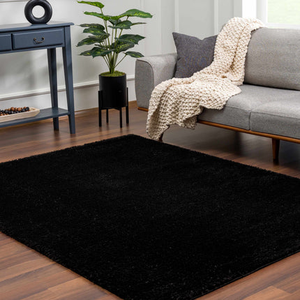 Heavenly Solid Black Plush Rug - Clearance Rugs TriadCommerceInc