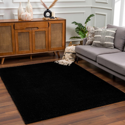 Heavenly Solid Black Plush Rug - Clearance Rugs TriadCommerceInc