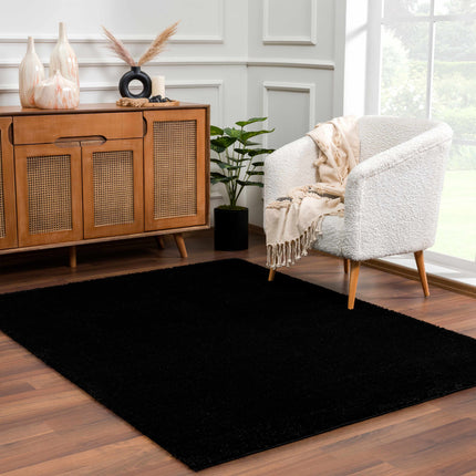 Heavenly Solid Black Plush Rug - Clearance Rugs TriadCommerceInc
