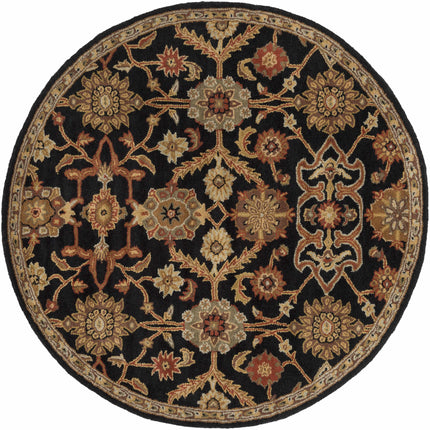 Salix Hand Tufted Black Wool Rug Rugs TriadCommerceInc 6' Round