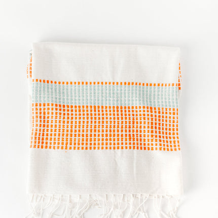 Camden Handwoven Cotton Throw Blanket Blankets TriadCommerceInc Azure and Tangerine 38 x 72 
