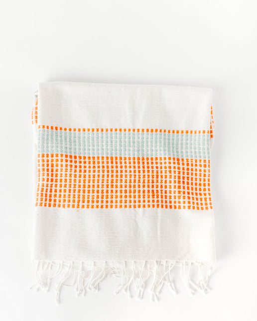 Camden Handwoven Cotton Throw Blanket Blankets TriadCommerceInc Azure and Tangerine 38 x 72 