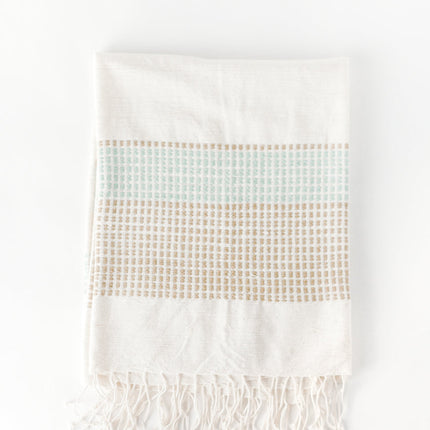 Camden Handwoven Cotton Throw Blanket Blankets TriadCommerceInc Azure and Sand 38 x 72 