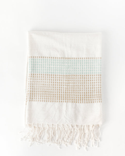 Camden Handwoven Cotton Throw Blanket Blankets TriadCommerceInc Azure and Sand 38 x 72 