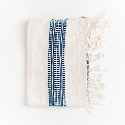 Aden Cotton Hand Towel Kitchen Towels TriadCommerceInc Natural with Navy
