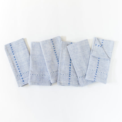 Pulled Cotton Napkins Cloth Napkins TriadCommerceInc Blue Set of 6 