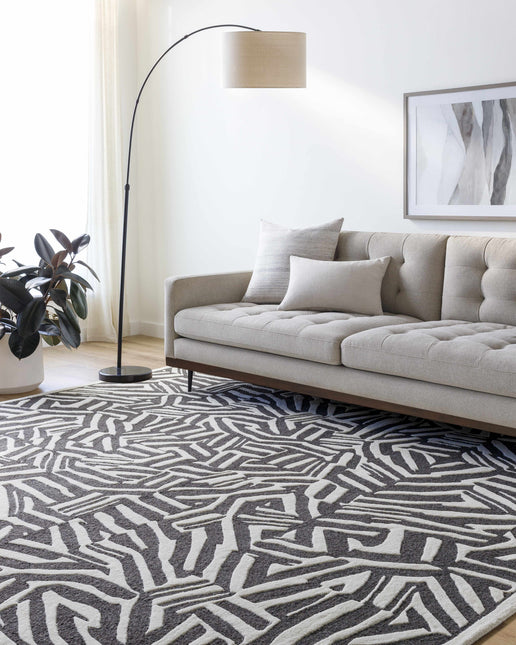 Avian Black Wool Area Rug Rugs TriadCommerceInc