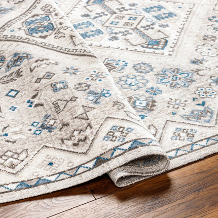 Meja Cream & Blue Washable Area Rug - Clearance Rugs TriadCommerceInc