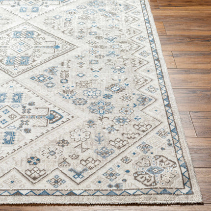 Meja Cream & Blue Washable Area Rug - Clearance Rugs TriadCommerceInc